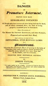 Cover of The danger of premature interment