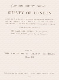 Cover of Survey of London, Volume 05 (of 14), the parish of St. Giles-in-the-Fields, part 2