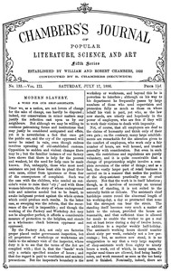 Cover of Chambers's Journal of popular literature, science, and art, fifth series, no. 133, vol. III, July 17, 1886