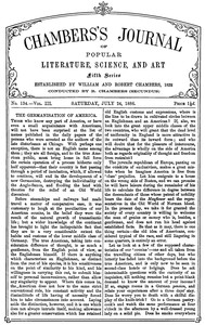 Cover of Chambers's Journal of Popular Literature, Science, and Art, fifth series, no. 134, vol. III, July 24, 1886