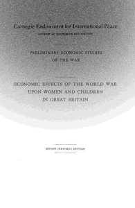 Cover of Economic effects of the world war upon women and children in Great Britain