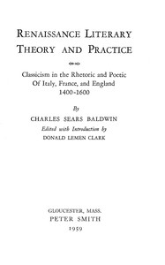 Cover of Renaissance literary theory and practice