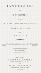 Cover of Iamblichus on the mysteries of the Egyptians, Chaldeans, and Assyrians