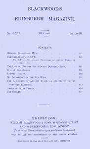 Cover of Blackwood's Edinburgh magazine, Vol. 93, No. 571, May, 1863