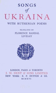 Cover of Songs of Ukraina, with Ruthenian poems