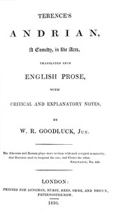 Cover of Terence's Andrian, a comedy, in five acts