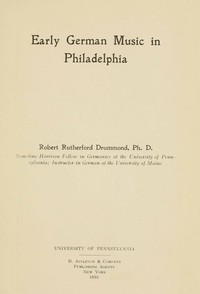 Cover of Early German music in Philadelphia