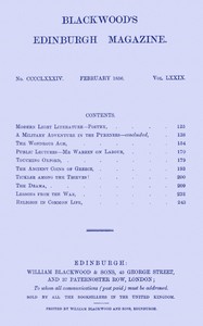 Cover of Blackwood's Edinburgh Magazine, Vol. 79, No. 484, February, 1856