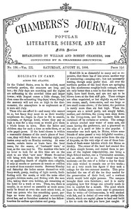 Cover of Chambers's Journal of Popular Literature, Science, and Art, fifth series, no. 138, vol. III, August 21, 1886