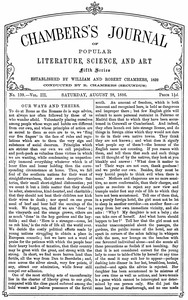 Cover of Chambers's Journal of Popular Literature, Science, and Art, fifth series, no. 139, vol. III, August 28, 1886