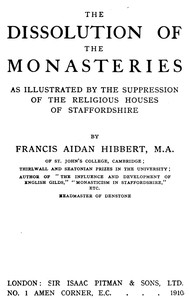 Cover of The dissolution of the monasteries