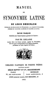 Cover of Manuel de synonymie Latine