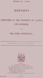 Cover of Reports on atrocities in the districts of Yalova and Guemlek and in the Ismid Peninsula
