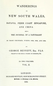 Cover of Wanderings in New South Wales, Batavia, Pedir Coast, Singapore, and China, Vol. 2 (of 2)