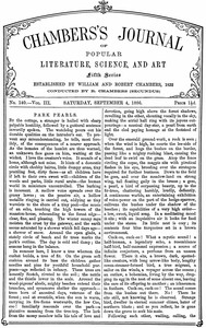 Cover of Chambers's Journal of Popular Literature, Science, and Art, fifth series, no. 140, vol. III, September 4, 1886