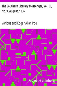 Cover of The Southern Literary Messenger, Vol. II., No. 9, August, 1836