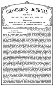 Cover of Chambers's Journal of Popular Literature, Science, and Art, fifth series, no. 142, vol. III, September 18, 1886