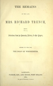 Cover of The remains of the late Mrs. Richard Trench