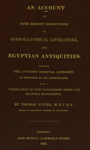 Cover of An account of some recent discoveries in hieroglyphical literature, and Egyptian antiquities