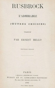 Cover of Rusbrock l'Admirable (œuvres choisies)