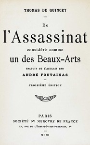 Cover of De l'assassinat considéré comme un des Beaux-Arts