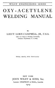 Cover of Oxy-acetylene welding manual