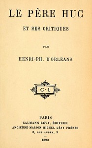 Cover of Le père Huc et ses critiques